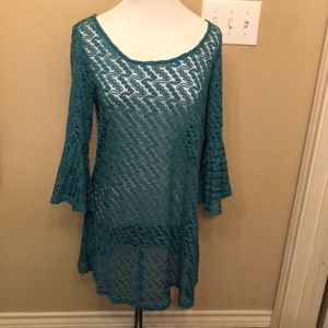 Forever 21 teal lace swimsuit cover M